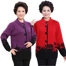 断码清仓加厚羊毛衫女士中老年毛衣宽松针织外套秋冬喜庆红毛衣，女装中老年女装，亚东羊绒制品