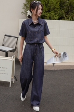 牛仔套装阔腿裤两件套春夏装女2025年新款时尚一整套穿搭显高显瘦，女装套装/套裙，江南女神