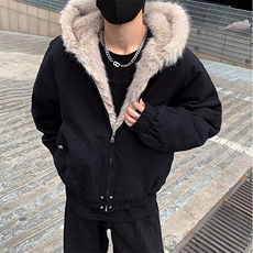 现货高品质美式高街冬季重磅硬挺短款座山雕毛领棉衣男女加厚外套，男装棉衣，电商A443