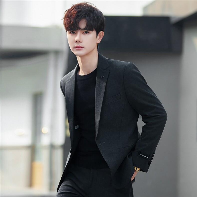 2026年春秋季款男西服套装青少年韩版简约时尚休闲两件套313-P230,男装西服套装,电商A355（原A415）