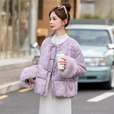 时尚立领羽绒服女2025冬季新款新中式宽松洋气短款90白鸭绒外套，女装羽绒服，姿衣坊