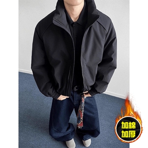 现货美式高街休闲棉衣夹克三防立领纯色户外工装加厚棉服外套图片
