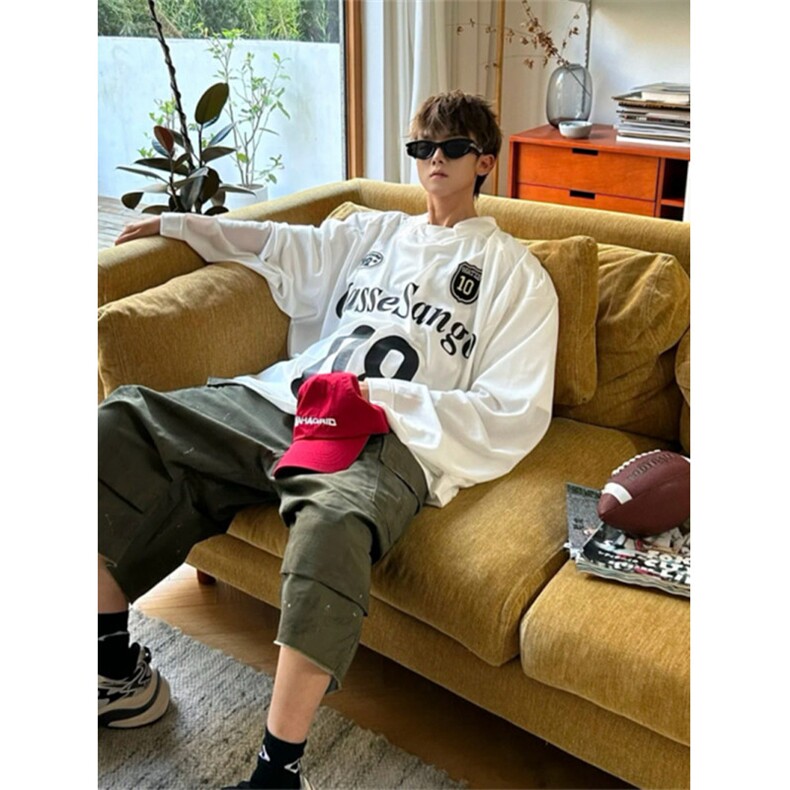 706-1-CT1726-P45现货秋季美式网透凉感球衣tee字母运动长袖T恤,男装T恤,星座706-1