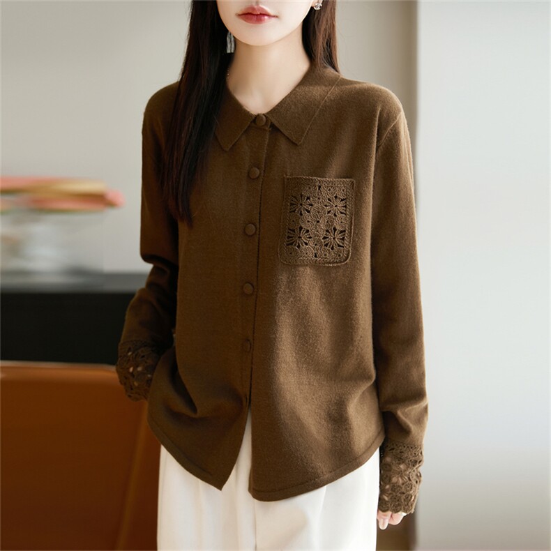 2025年秋季时尚百搭通勤简约休闲polo领针织衫，女装针织衫/毛衣，郡淞羊绒