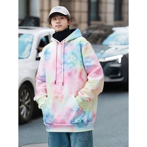 春秋季街头男女新款宽松外套上衣连帽扎染印花休闲卫衣WB419-P51图片