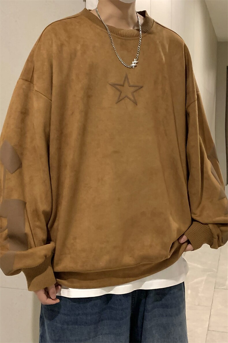 22秋新款麂皮发泡印花宽松休闲oversize套头卫衣B266-Y605-P60,男装卫衣,星座B257-1