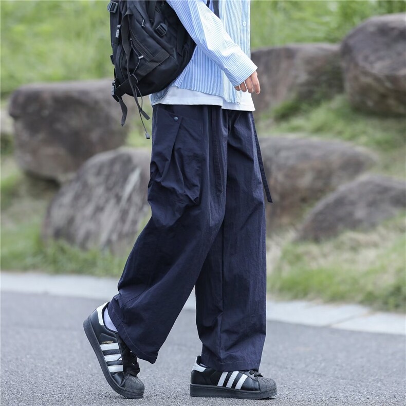 日系凉感多口袋工装裤男宽松潮牌ins直筒户外防水冲锋裤阔腿休闲，男装工装外套，星座1013