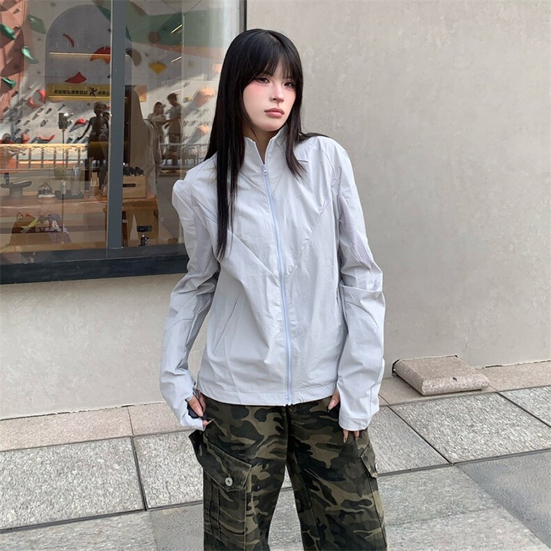 春夏款高品质冰感速干防晒服休闲户外运动外套透气弹力机能风夹克图片