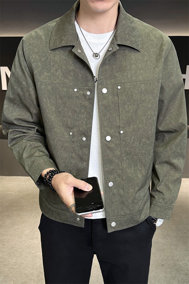 翻领夹克男贴标简约时尚上衣百搭衬衫外套DS-A329-JK5088-P95,男装夹克,电商A329