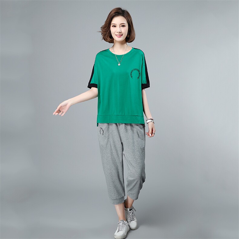 2021年夏季新款时尚百搭潮流气质印花短款套装,女装套装/套裙,叶笙衣