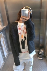 毛衣外套女秋冬宽松外穿复古日系2025年新款短款上衣针织开衫，男装针织衫/毛衣，星座218-8