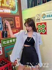 条纹两件套连衣裙,女装连衣裙,尚+