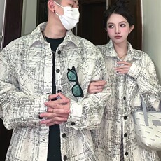 720-P50潮嘻哈小香风格子翻领外套男女秋季休闲百搭高级感，男装T恤，电商B323A