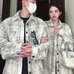 720-P50 潮嘻哈小香风格子翻领外套男女秋季休闲百搭高级感图片