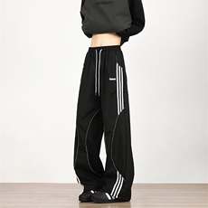 美式条纹拼接休闲运动裤男女hiphop街舞工装裤机能登山K6042-P39，男装工装外套，星座412-3