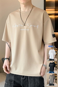 冰氧仿棉短袖店主风夏季休闲百搭字母印花男上衣TC3152-P22控48图片