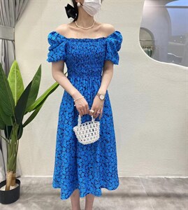 夏季印花连衣裙时尚一字肩,女装连衣裙,Balance Studio(2F)