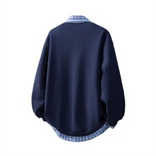 可二开衬衫领卫衣大码M-5XL表面棉底部聚酯纤维78010P58，男装衬衫，星座227-7