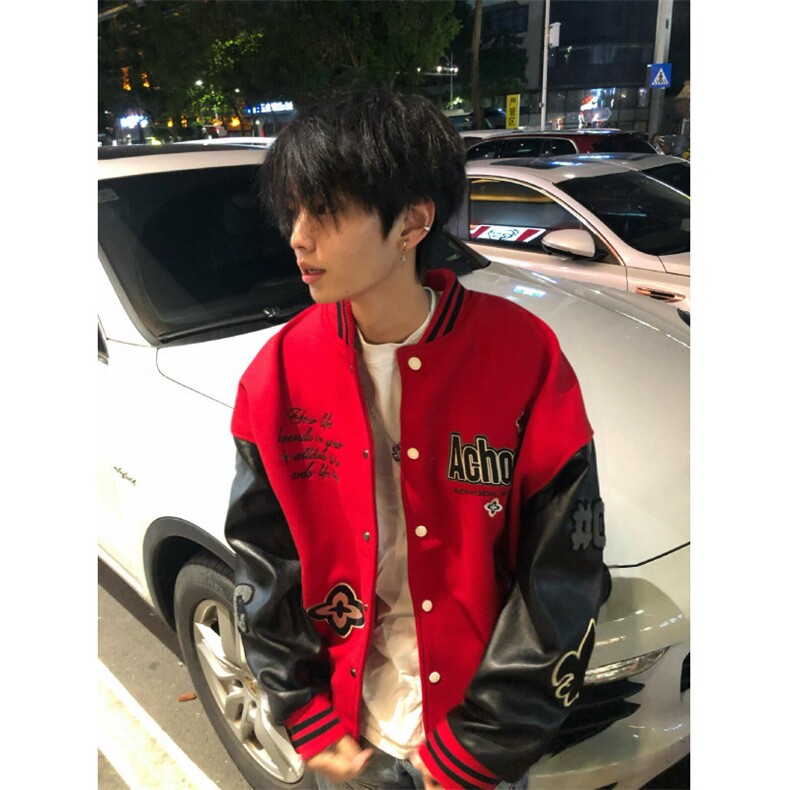 1506/QMY4180/P67潮美式高街徽章刺绣字母棒球服重磅宽松慵懒风,女装职业装,星座1506
