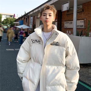 冬装 美式印花机车皮棉服PU情侣棉衣面包服外套男 H909P128图片