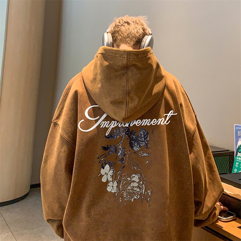 得物抖音高品质二开360克重磅做旧炒雪花纯色连帽水洗卫衣16023,男装卫衣,电商A486