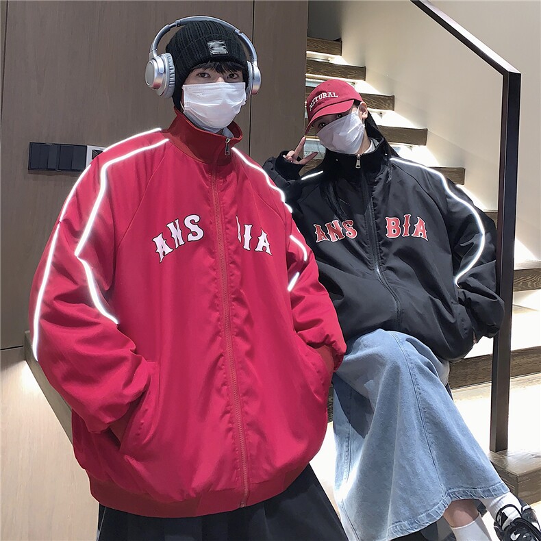 港风新品反光宽松男士棉衣韩版百搭情侣棉服冬装外套G1030P118,男装棉衣,电商A339