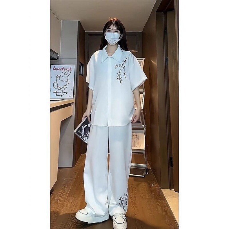抖音品质 夏季短袖衬衣男女刺绣衬衫 CS249 P30图片