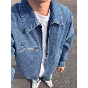 工装牛仔外套男春秋季美式高街复古高级感休闲夹克潮流百搭上衣服图片