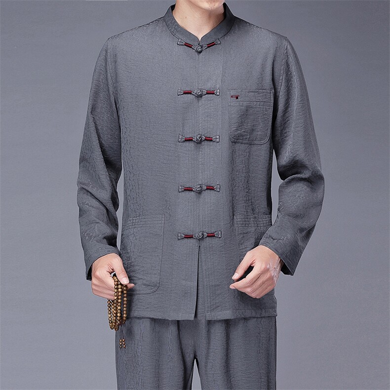 唐装中式长袖外套中老年2023春季新款男装风复古盘扣汉服套装,男装民族服装,电商B212（原钱塘6029）