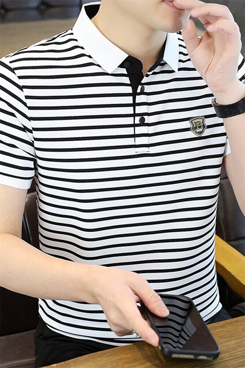 25056-P40夏季时尚休闲条纹短袖T恤男POLO衫,男装T恤,电商D310B-1