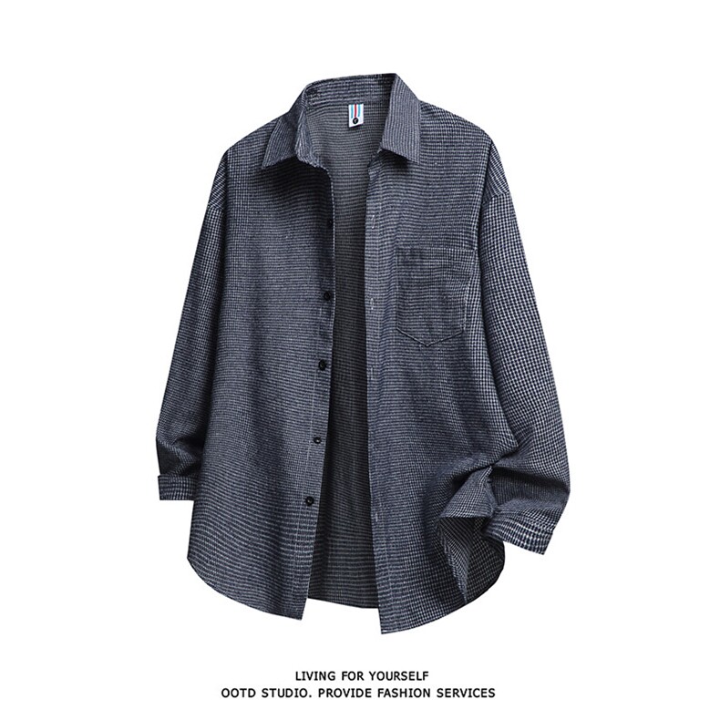 2026春夏新款千鸟格格子长袖衬衫得物白底现货CS264-P45，男装衬衫，星座301C-5