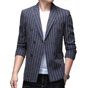 男士条纹西装领时尚休闲外套2023春季宽松中青年西服潮流上衣,男装西服,电商B212（原钱塘6029）