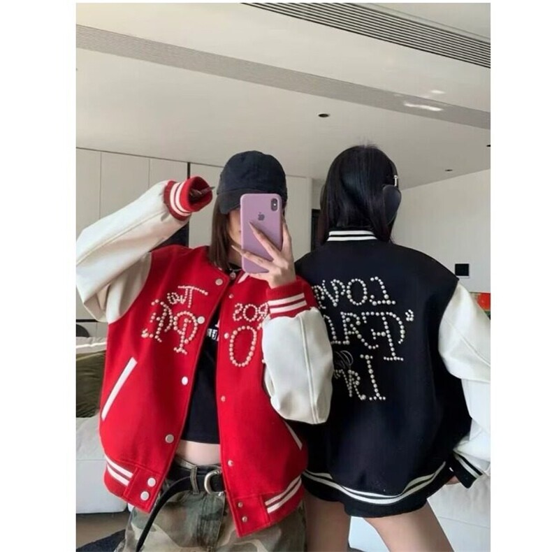 式复古子母刺绣棒球服外套男女秋冬潮牌情侣刺绣夹克,男装夹克,星座218-1（原230）