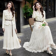 现货2026年春季新款女气质时尚潮流小外套上衣半身裙连衣裙套装，女装套装/套裙，奋斗女王