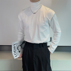 秋冬百搭纯色高领长袖打底衫男磨毛保暖修身内搭T恤潮 TX1208-P48图片