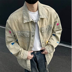 F660P80做旧牛仔外套男女款秋季新款宽松街头潮牌开衫上衣，男装夹克，星座512-6