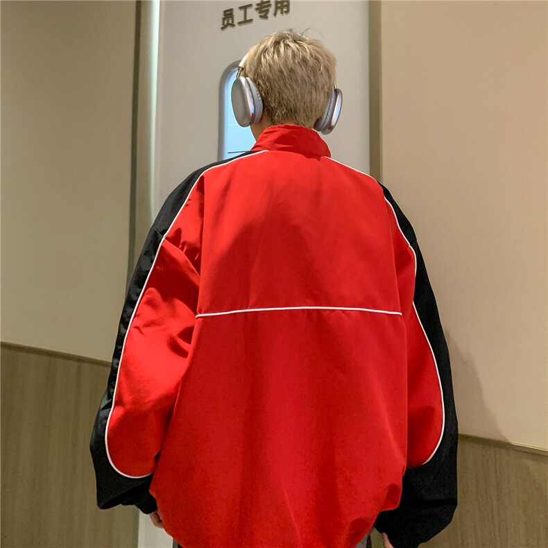 秋装新款美式高街星星拼接冲锋夹克男潮宽松百搭情侣外套D315,男装夹克,电商A335-1（原A458）