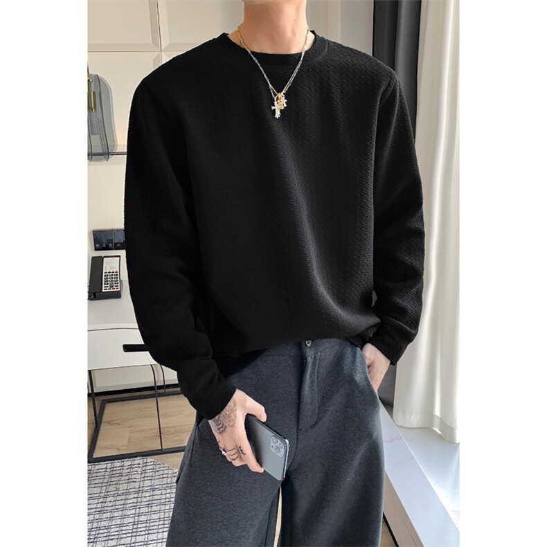 2026春季新款港风内景大码圆领长袖T恤M-5XHT26002-特P25，男装T恤，电商A022