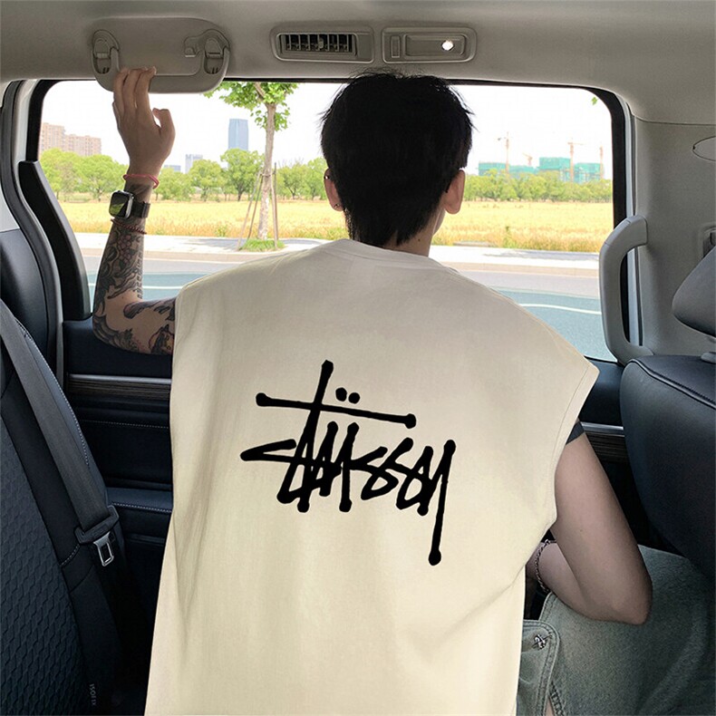 可48小时发货支持抖音得物来样二开240克重磅美式纯棉背心无袖t恤，男装背心/马甲，电商A486-1