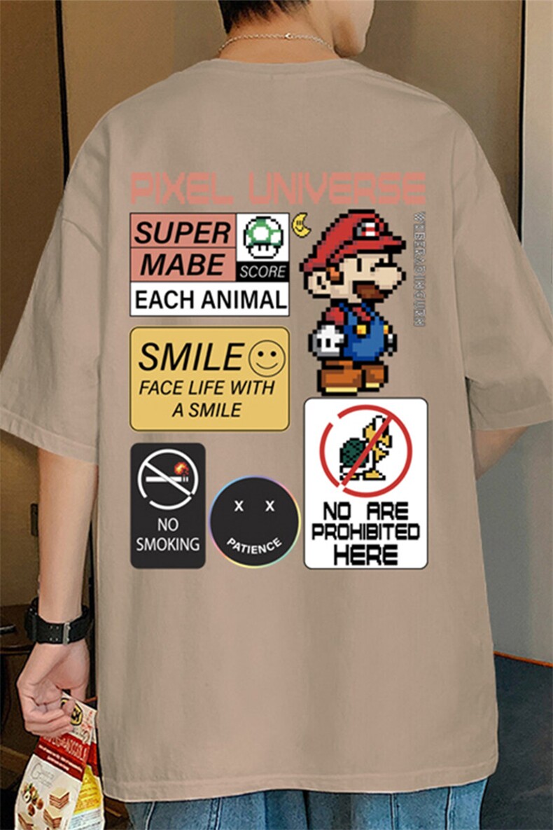 T568P26夏季新款港风纯棉短袖T恤ins衣服宽松半袖体恤上衣,男装T恤,星座304A