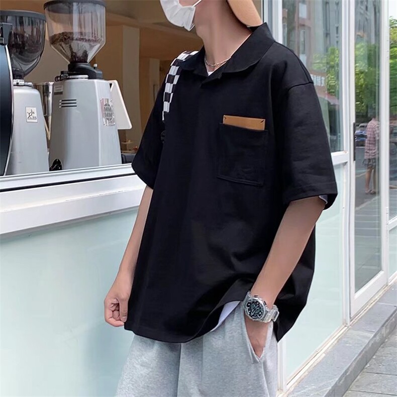 日系简约百搭拼色POLO衫2023新款T恤款短袖夏上衣T1110-P28,男装Polo衫,星座512-2