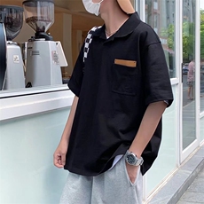 日系简约百搭拼色POLO衫2023新款T恤款短袖夏上衣T1110-P28，男装Polo衫，星座512-2