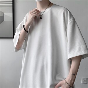 HT73099-P22 华夫格t恤男短袖男大码五分袖 大皂风图片