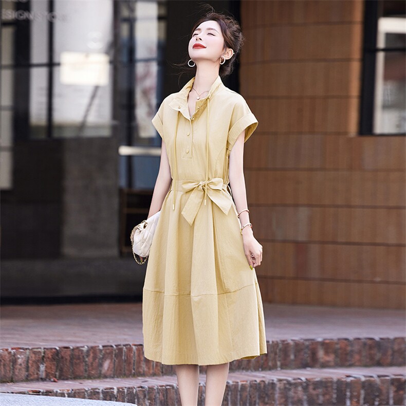 连衣裙女2025新款夏季休闲收腰显瘦小个子大方得体穿搭裙子,女装连衣裙,丽影随形