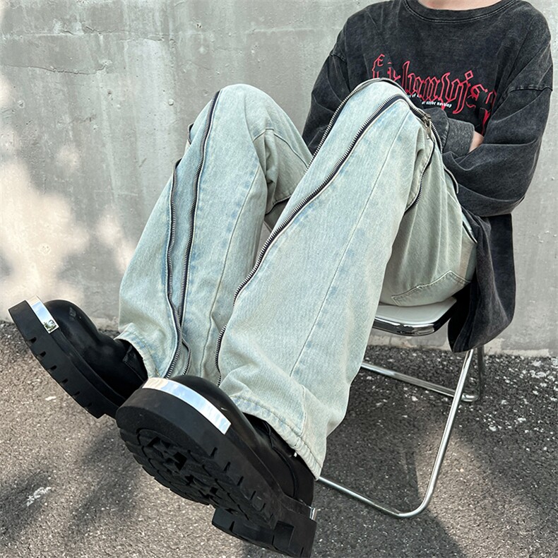 秋季美式ins小众vibe高街拉链牛仔裤货号K2311P65,男装牛仔裤,电商A063