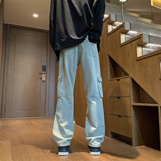 拼接工装水洗复古牛仔裤潮流多口袋休闲hiphop裤子男女潮178/P60，男装牛仔裤，星座506