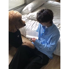 韩版轻奢拼接木耳边纯色衬衫翻领单排扣宽松衬衫春秋新款CXC359，男装衬衫，星座1116A（原606A-3）