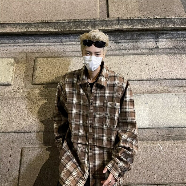 日系复古cityboy衬衫秋冬季男生学院风加厚保暖格子衬衣CJ188,男装衬衫,星座1116A-1（原606A）