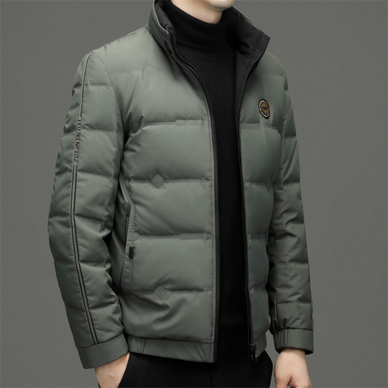 冬季新款立领商务休闲羽绒服男装中年男士加厚保暖白鸭绒外套,男装羽绒服,电商B212（原钱塘6029）