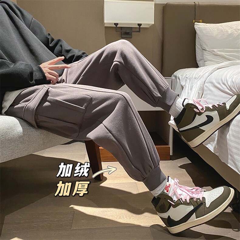 XZ409-1-K452-加绒P60-常规P55冬季加绒加厚运动裤工装休闲裤,男装休闲裤,星座1514